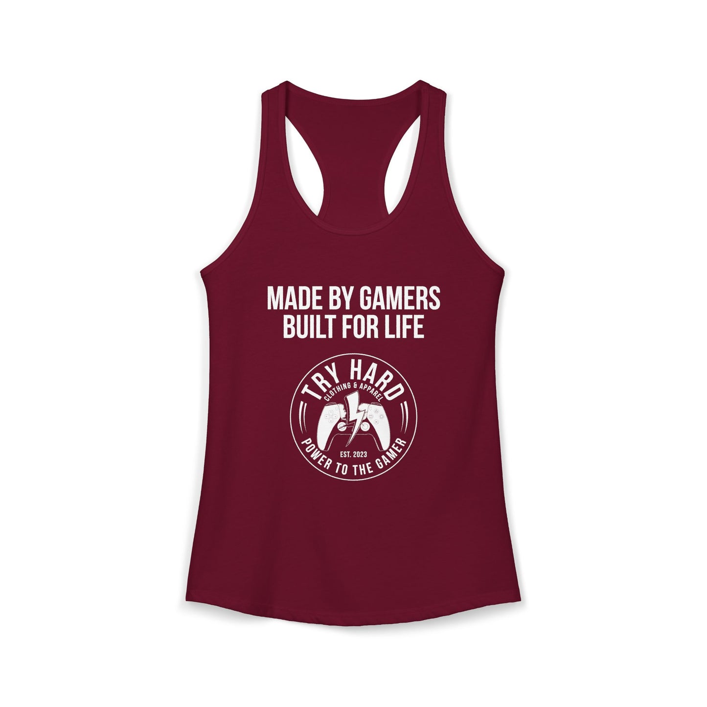 Made By Gamers, Built For Life (Try Hard Logo - Black & White)