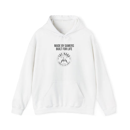 Made By Gamers, Built For Life (Try Hard Logo - Black & White)