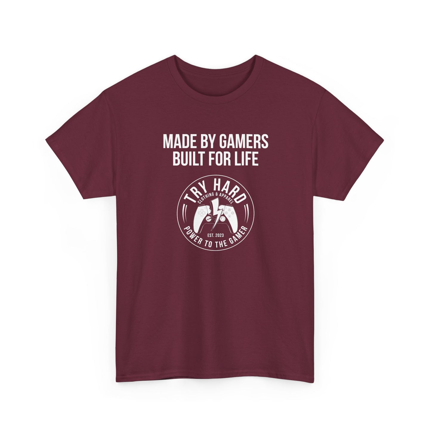 Made By Gamers, Built For Life (Try Hard Logo - Black & White)