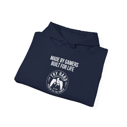 Made By Gamers, Built For Life (Try Hard Logo - Black & White)