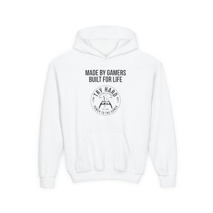 Made By Gamers, Built For Life (Try Hard Logo - Black & White)