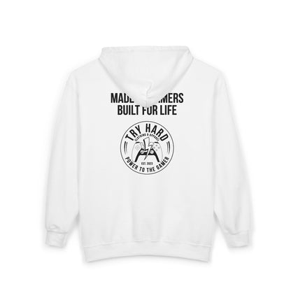 Made By Gamers, Built For Life (Try Hard Logo - Black & White)