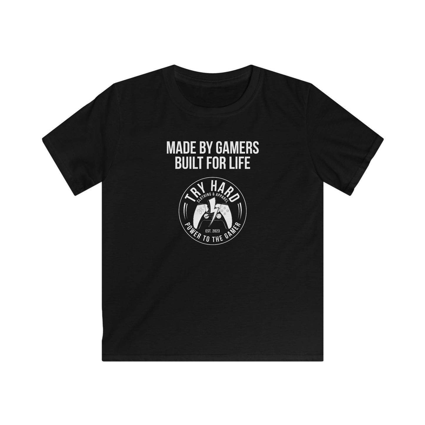 Made By Gamers, Built For Life (Try Hard Logo - Black & White)