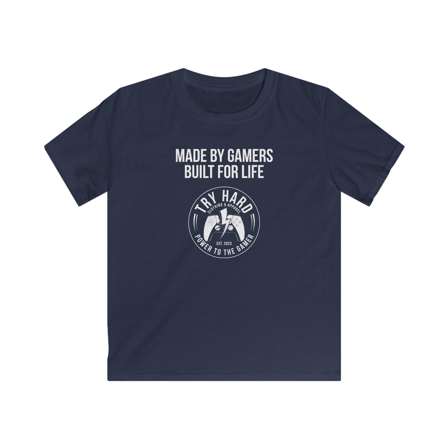Made By Gamers, Built For Life (Try Hard Logo - Black & White)