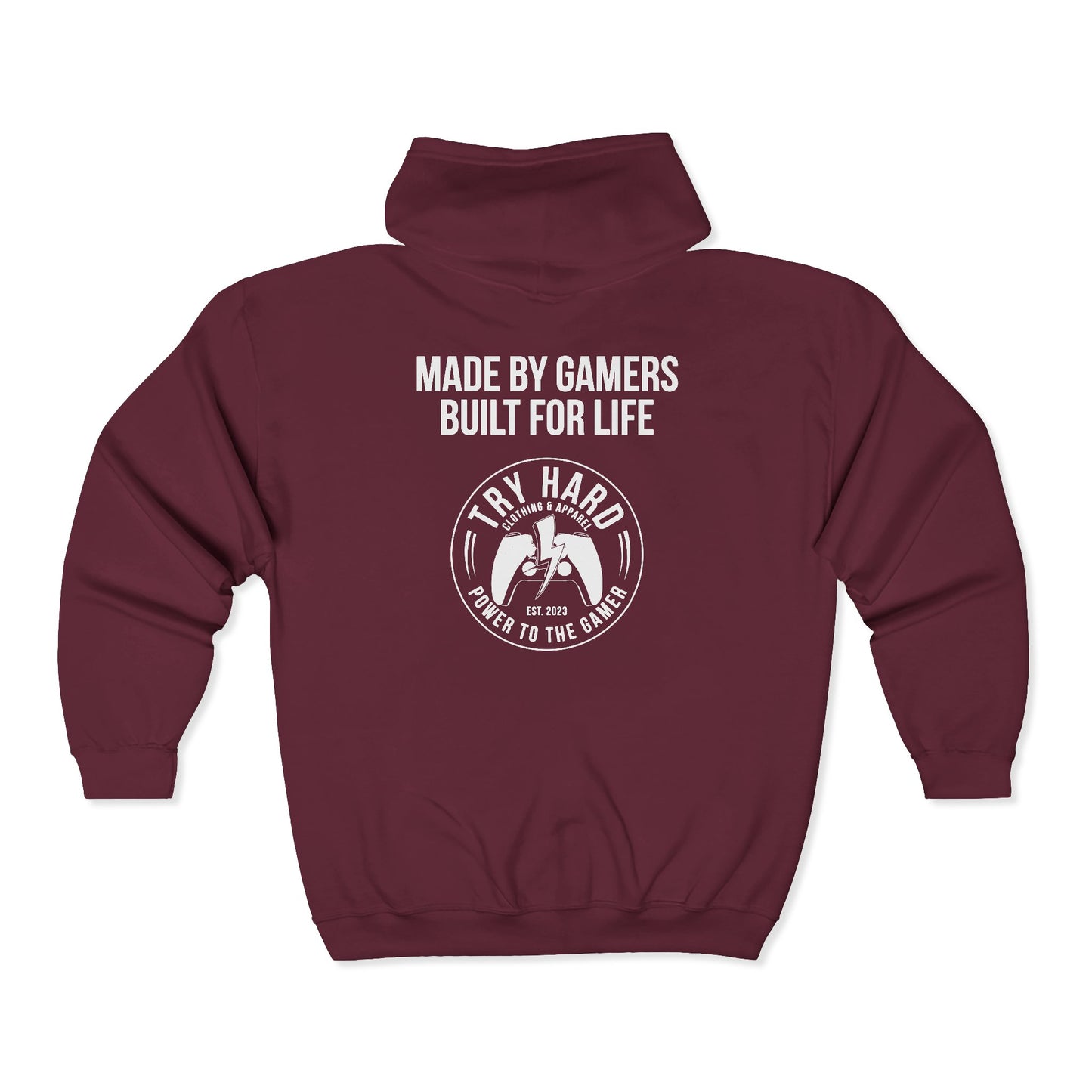 Made By Gamers, Built For Life (Try Hard Logo - Black & White)