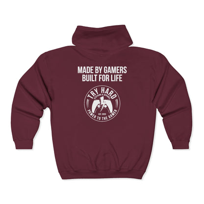 Made By Gamers, Built For Life (Try Hard Logo - Black & White)