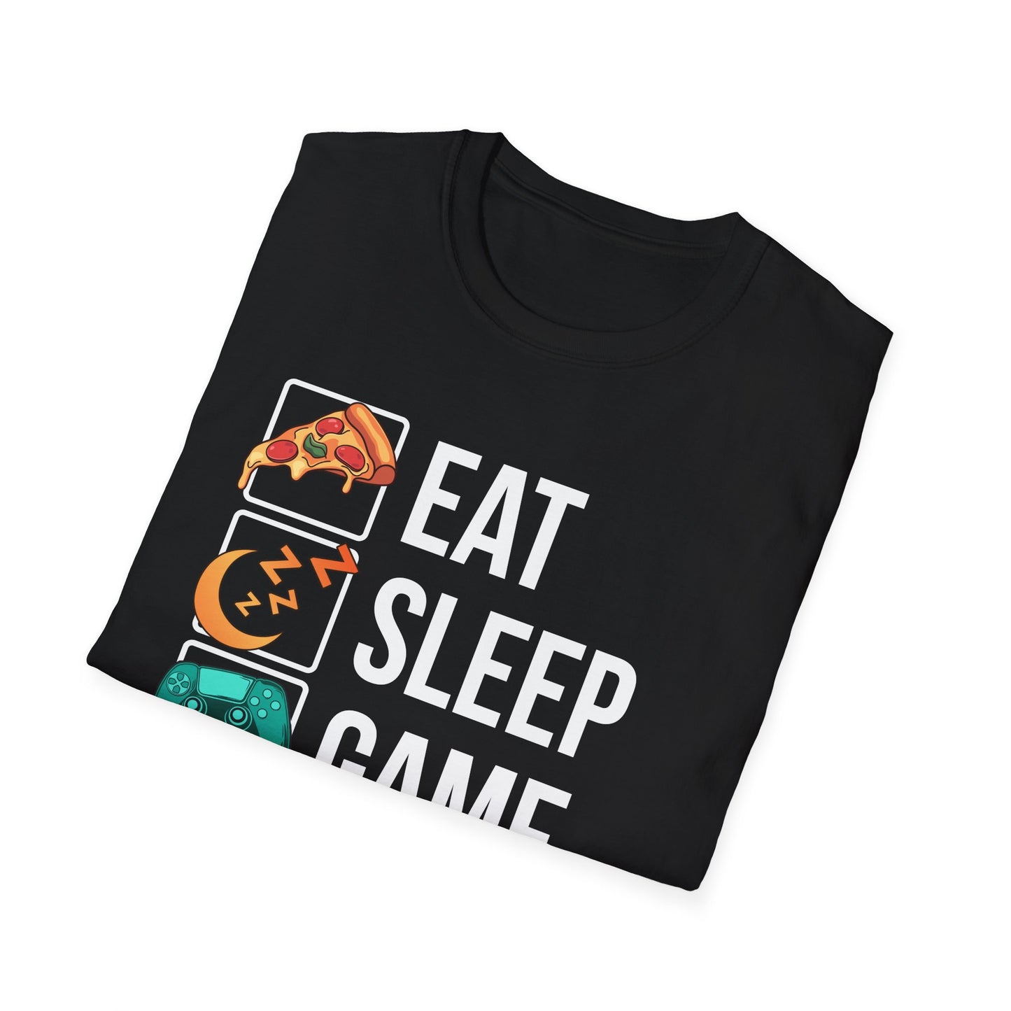 Eat Sleep Game Repeat soft-style cotton t-shirt in Sport Grey - funny gift for gamers