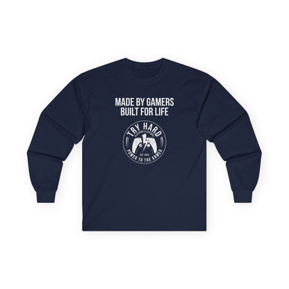Made By Gamers, Built For Life (Try Hard Logo - Black & White)