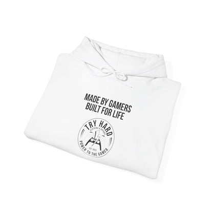 Made By Gamers, Built For Life (Try Hard Logo - Black & White)