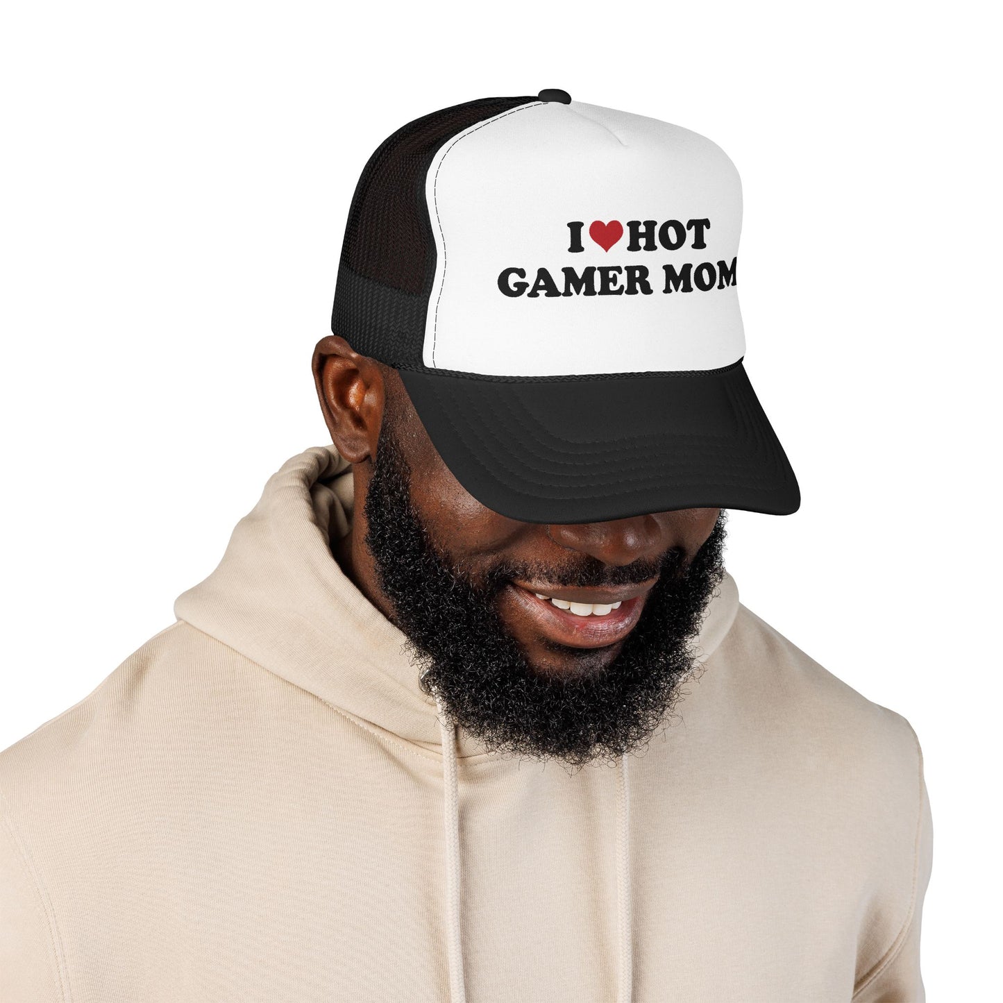 I Love Hot Gamer Moms Foam Mesh Trucker Hat