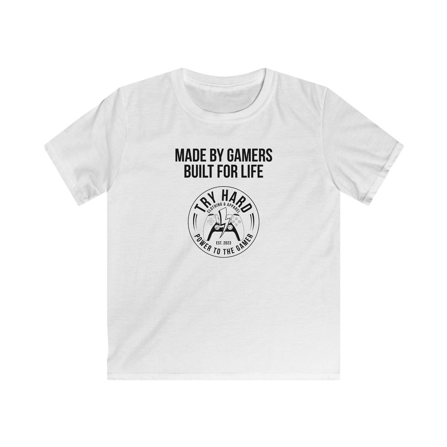 Made By Gamers, Built For Life (Try Hard Logo - Black & White)