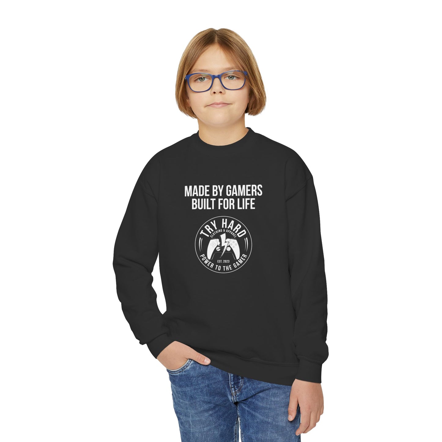 Made By Gamers, Built For Life (Try Hard Logo - Black & White)