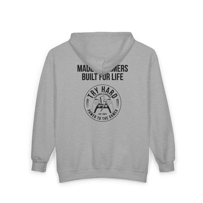 Made By Gamers, Built For Life (Try Hard Logo - Black & White)