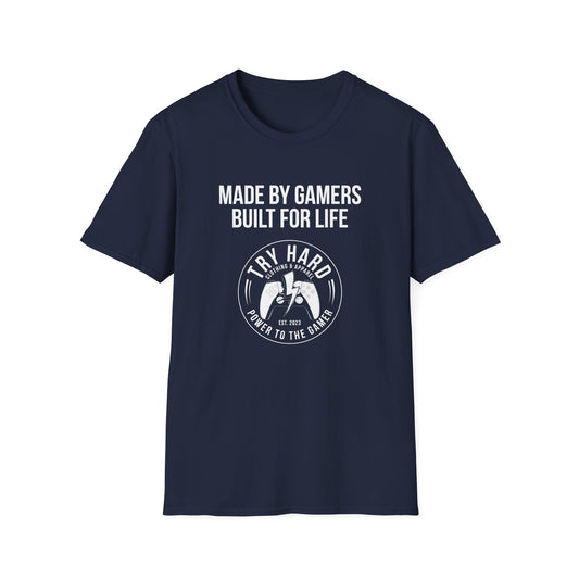 Made By Gamers, Built For Life (Try Hard Logo - Black & White)