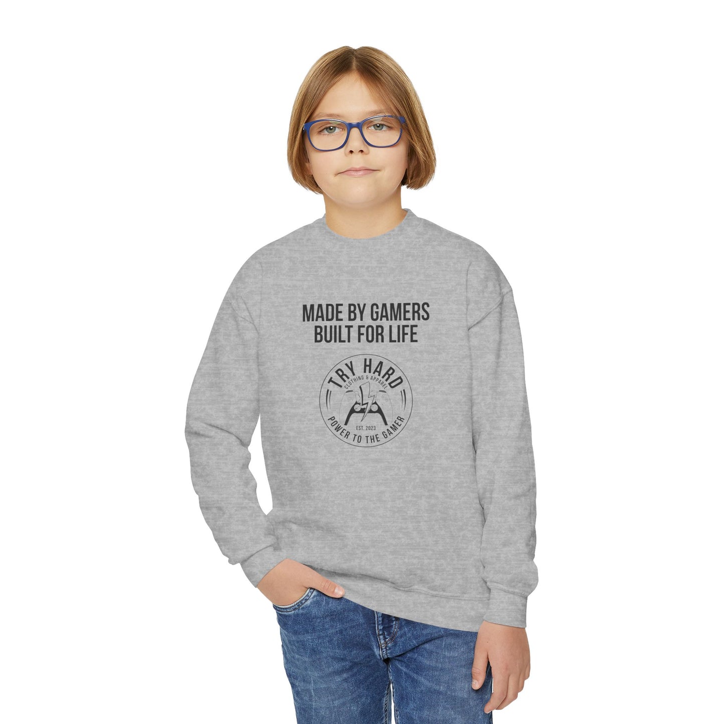 Made By Gamers, Built For Life (Try Hard Logo - Black & White)