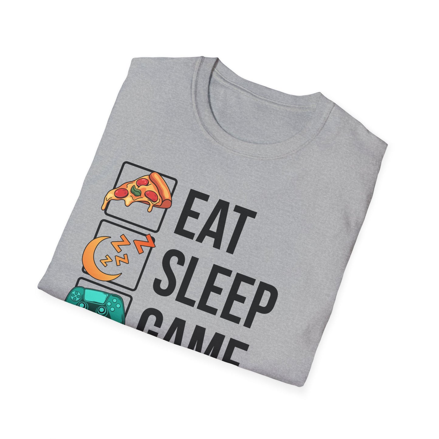 Maroon unisex gamer tee featuring the Eat. Sleep. Game. Repeat. loop design
