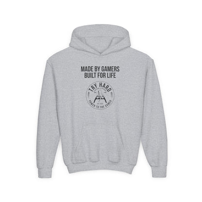 Made By Gamers, Built For Life (Try Hard Logo - Black & White)
