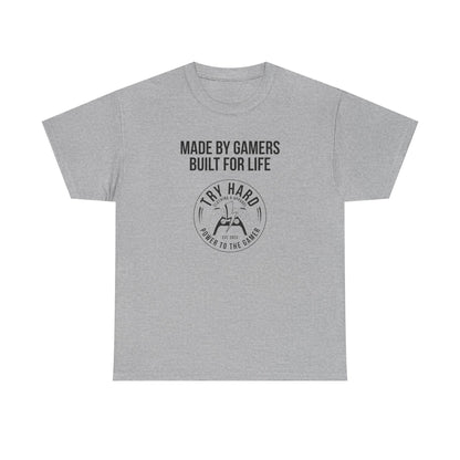 Made By Gamers, Built For Life (Try Hard Logo - Black & White)