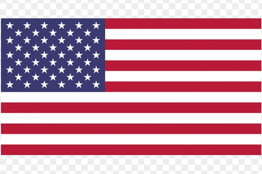 United States flag graphic with red and white stripes and a blue field with white stars on a transparent checkerboard-style background.